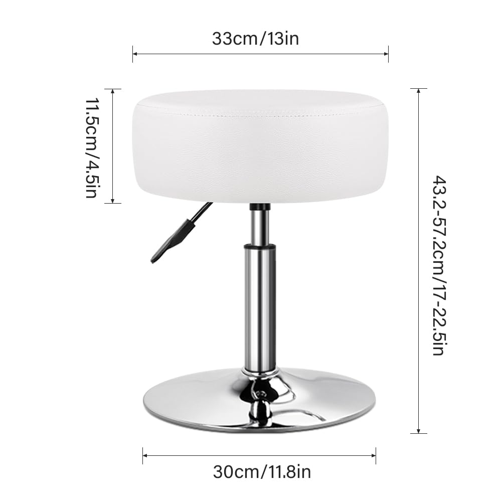 WKWKER Adjustable Vanity Stool for Makeup Room Swivel Makeup Stool Small Round Ottoman for Living Room Makeup Chair for Bedroom SPA Salon Studio