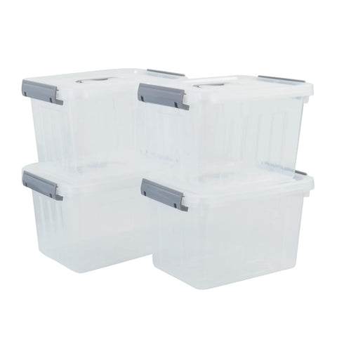 Yarebest 6 Liter Transparent Storage Box, 4-Pack Plastic Boxes with Lids, R