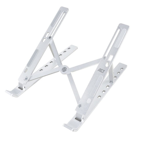 ACT Aluminium Foldable Laptop Stand for Desk (V-Shape), Ergonomic Laptop Riser up to 15.6”, Adjustable Height 6 Positions