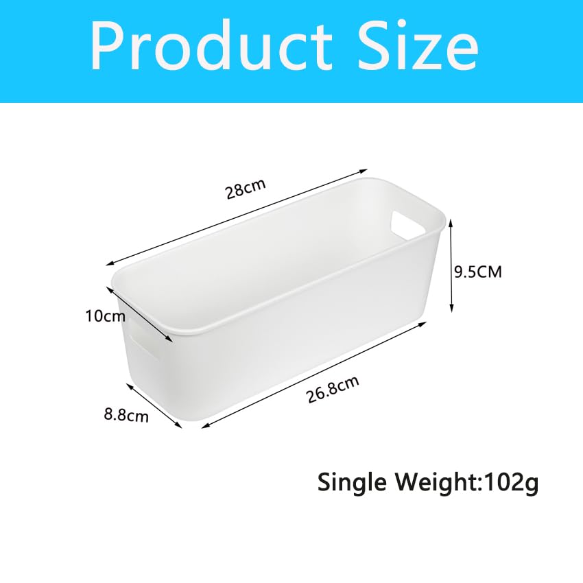 10 pack Narrow Bathroom Storage Baskets, Rectangle Plastic Storage Box