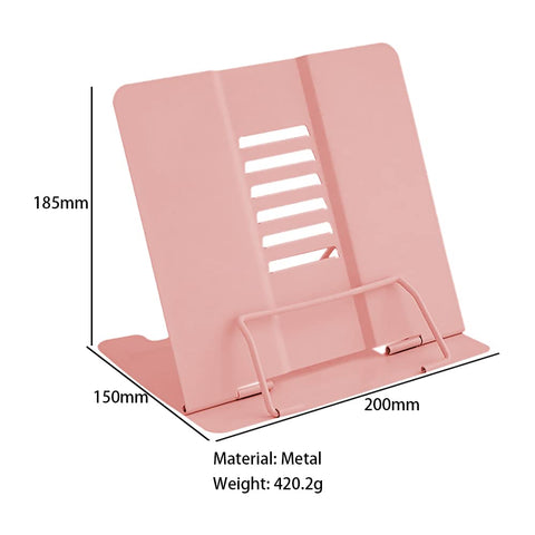 Book Stand, Multifunctional Metal Book Holder for Reading (Pink2)