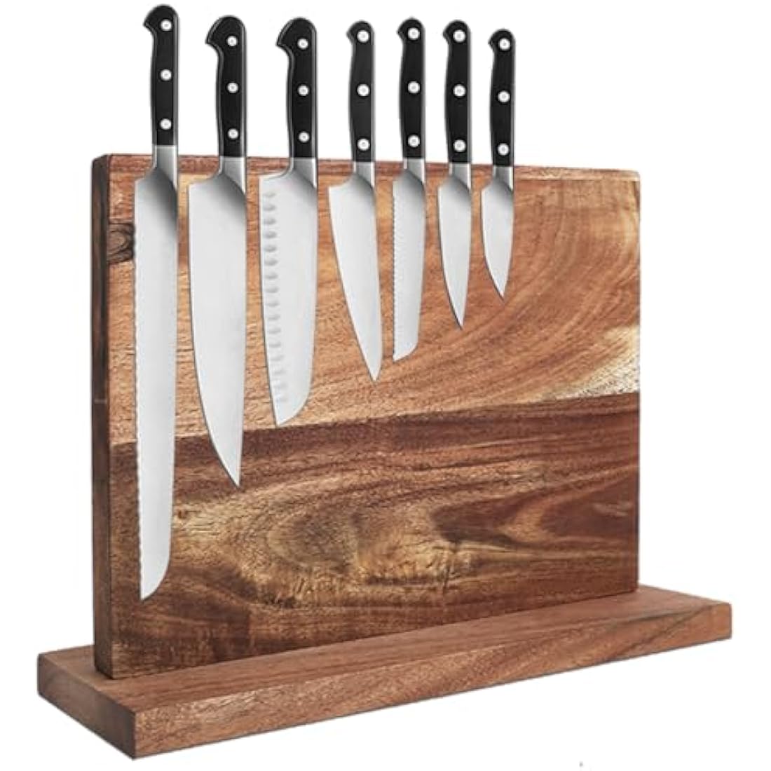 Uniharpa Magnetic Knife Block - Acacia Wood, Double Sided, 16x12 Inch, Strong Magnets for Knife Storage, Easy Installation