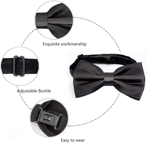 Yowlens Men's Bow Tie Classic Black Bow Tie for Men Adjustable Formal Neck Bowtie for Parties, Wedding