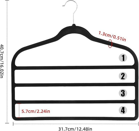 4 Pack Velvet Trouser Hangers Space Saving 4-Layer Hangers for Trousers