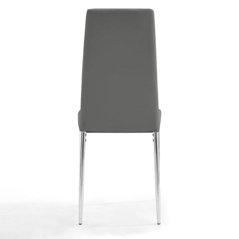 Home Detail Sierra Set of 6 Dining Chairs, Grey Faux Leather, Silver Legs