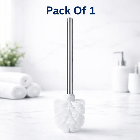 Chrome Toilet Brush With Durable Bristles – 35Cm Long Handle Bathroom Cleaning Brush – Freestanding Toilet Cleaner Brush For Deep Cleaning