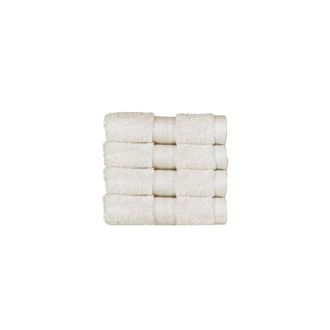 Christy Renaissance 4 Face Cloths Set | Parchment Off-White | 100% Egyptian Cotton | Luxuriously Soft and Super Absorbent | 675 GSM