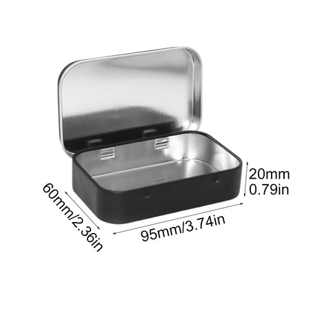 Xelmorant 4 Pcs Tin Containers — 9.5X6cm Metal Rectangular Small Tin, Rectangular Hinged Tins Box Containers Portable Mini Storage Box Home Organizer