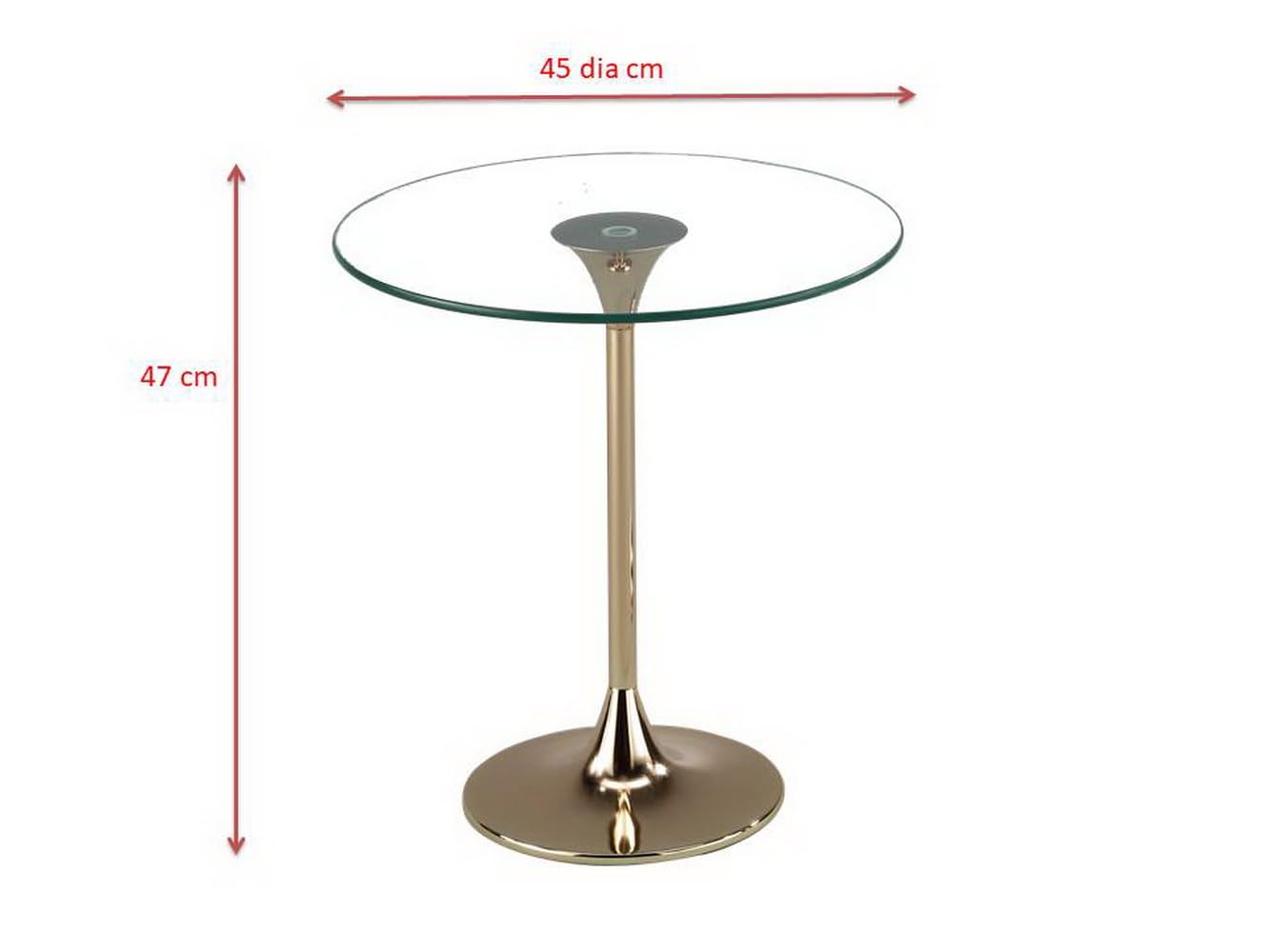 ASPECT Eleni Side/End Table-Clear Glass Top,Gold Finish Metal Base