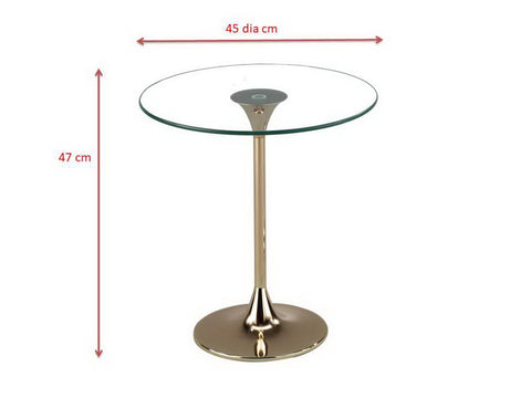 ASPECT Eleni Side/End Table-Clear Glass Top,Gold Finish Metal Base