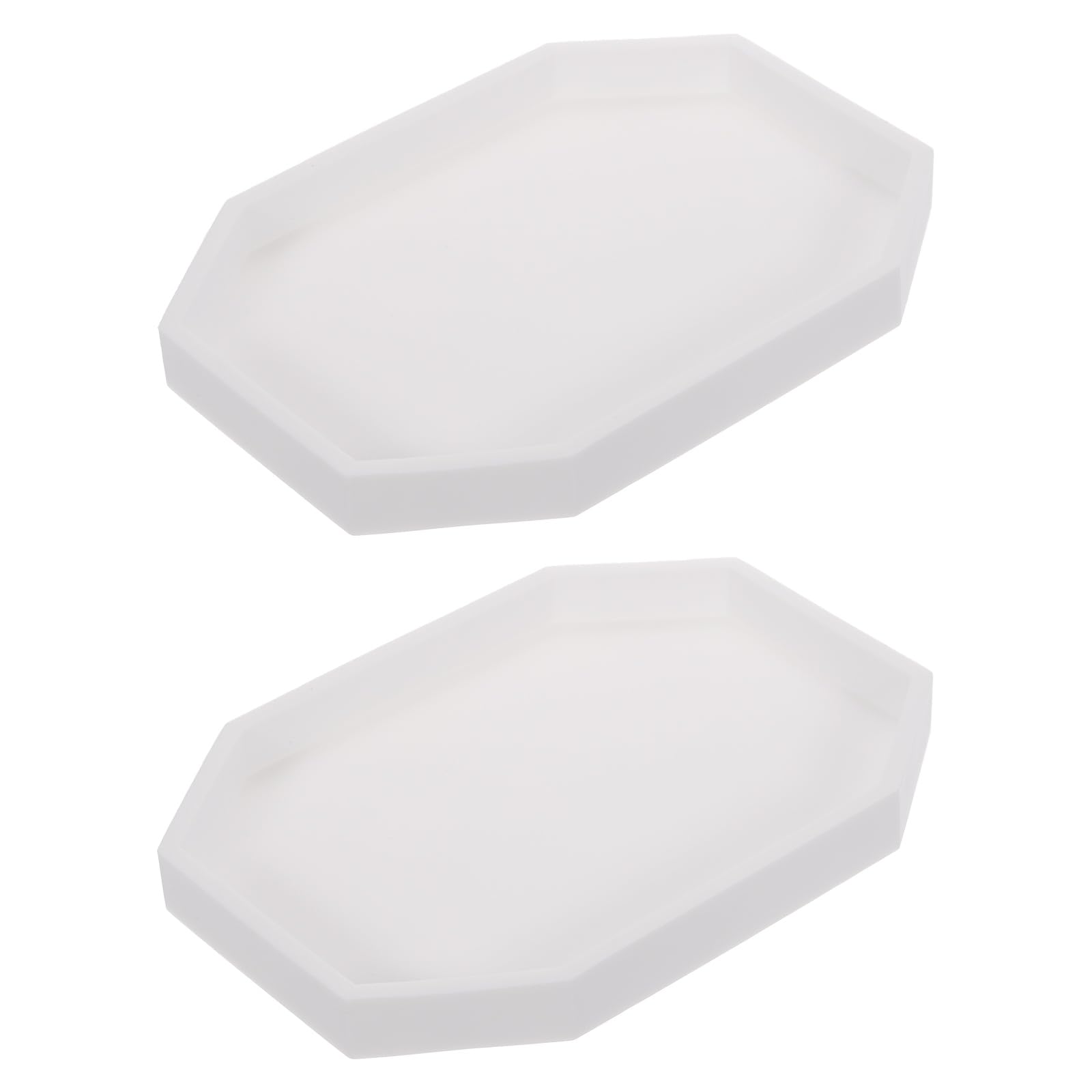 sourcing map 2Pcs Bathroom Vanity Tray, 7.9" x 6" Octagon Silicone Soap Dispenser Trays