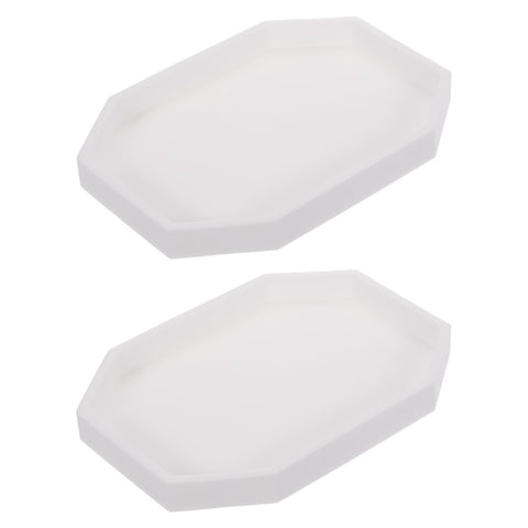 sourcing map 2Pcs Bathroom Vanity Tray, 7.9" x 6" Octagon Silicone Soap Dispenser Trays