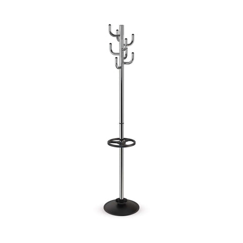 MAUL MAULpolaris Coat Rack 36.5 x 36.5 x 177 cm | Coat Stand with Umbrella Holder and 8 Hooks | Hallway Coat Rack for Office, Reception Area