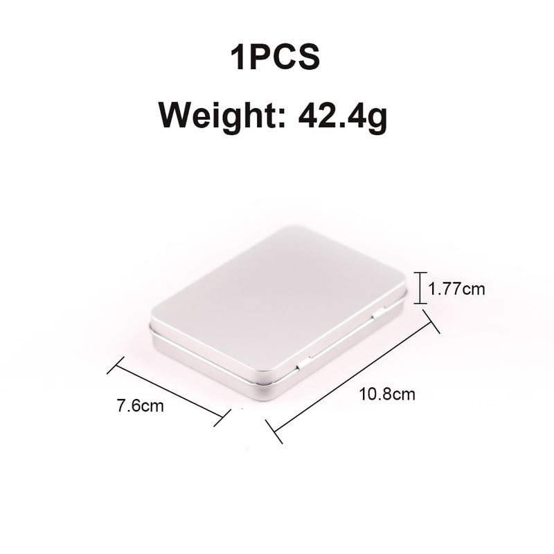 Globellapro 10.8 * 7.6 * 1.77cm Rectangular Tin Boxes Sliver Hinged Storage Tins Metal Empty Tins Containers Tweezers,Tools Small Items Storage
