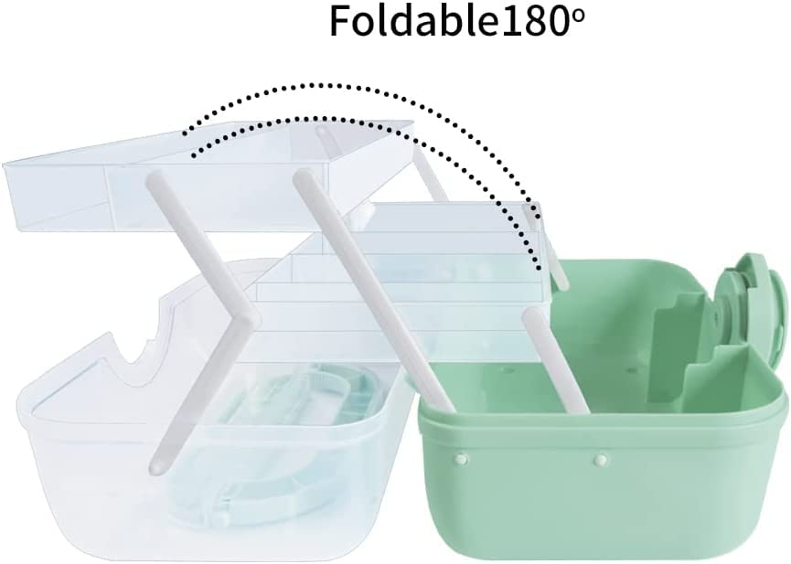 Uotyle Medicine Storage Box 3-Layers Medical Box with Protable Handle Household, First Aid Organiser Case, Plastic Portable Craft Box Kit