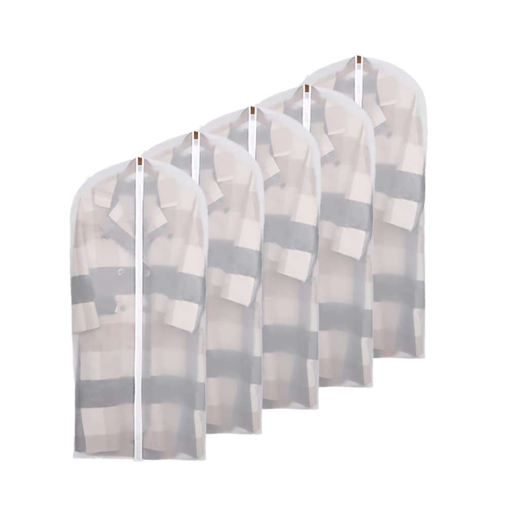 Garment Covers Dustproof Clothes Covers Moth Proof Coat Bag with Zip PEVA Translucent Dress Cover Waterproof Anti-mite Breathable Suit Protector 5pcs