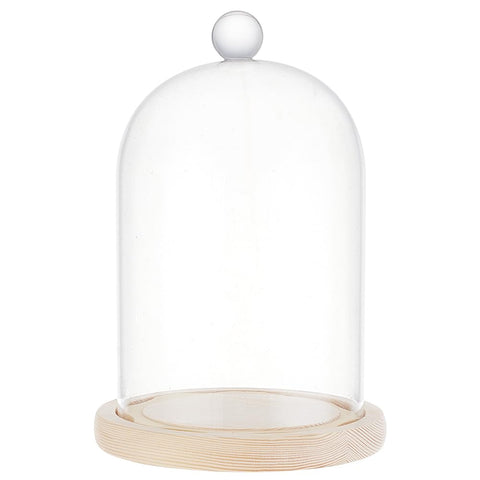BENECREAT 14x21.5cm Glass Display Dome Inch Cloche Dome with Base Clear Dustproof Dome with Handle Bell Jar Centerpiece Display Case for Specimens