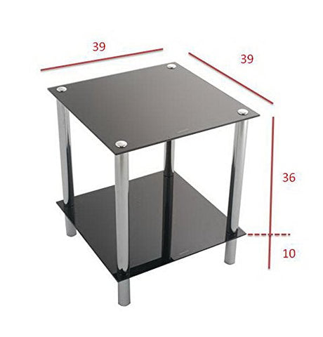 ASPECT Matrix 2-TierBlack Glass Shelving Rack/Side End table