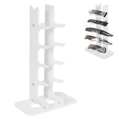 UNICRAFTALE 5-Tier Acrylic Knife Display Stand White Pocket Knife Holder Folding Knifes Display Case Fixed Blade Knifes Collection Displays Stand