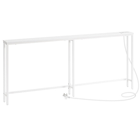 HOOBRO Slim Console Table with Charging Station, 180 cm Long Hallway Table with USB Ports, Behind Sofa Table Narrow for Hallway, Entryway, Foyer