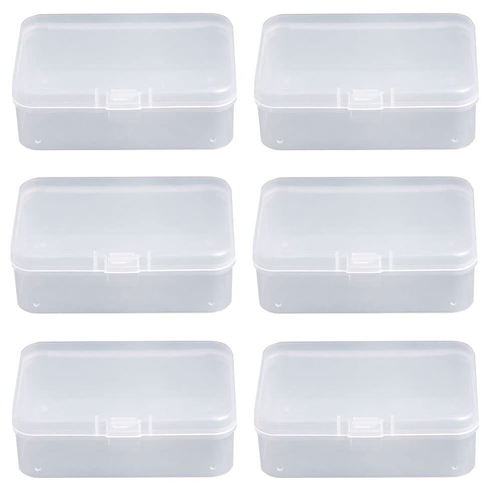LATRAT 6 Pieces Transparent Mini Storage Box, Plastic Storage Containers Jewellery Organizer for Collecting Small Items, Beads, Jewellery