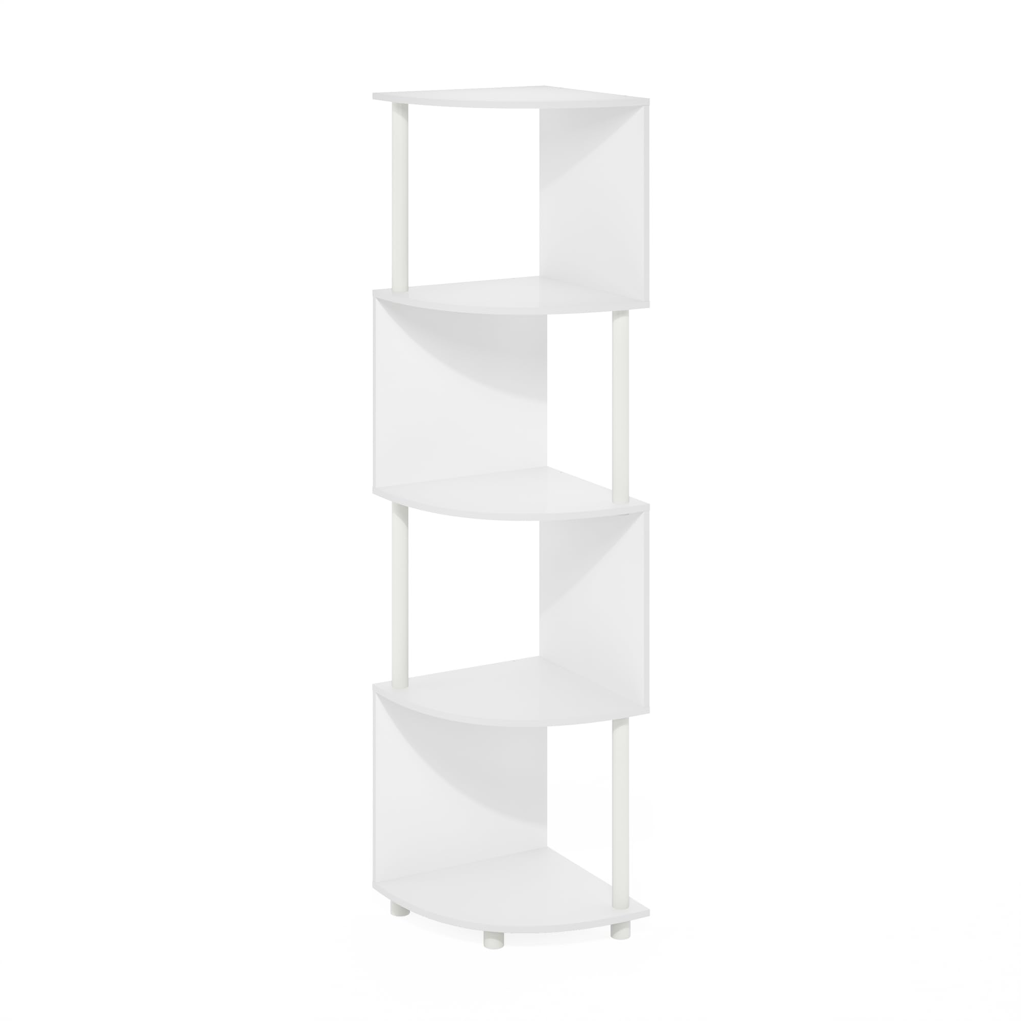 Furinno ECON Corner Shelf, 4-Tier Corner Book Shelf, Zigzag Storage Shelves, Display Rack, Bookshelf, for Organization and Storage, Living Room