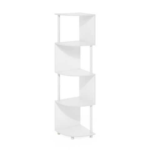 Furinno ECON Corner Shelf, 4-Tier Corner Book Shelf, Zigzag Storage Shelves, Display Rack, Bookshelf, for Organization and Storage, Living Room