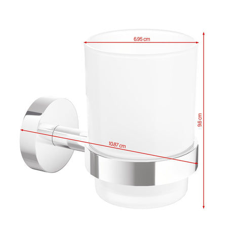 tesa SMOOZ Toothbrush and Toothpaste Holder - No Drill Wall Mounted Satined Cup with Chrome-Plated Holder, Stainless - Waterproof