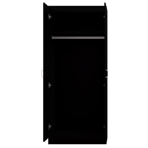 FWStyle Tunis Matt Black 2 Door Wardrobe Metal Handles, Rail & Soft Close Hinges