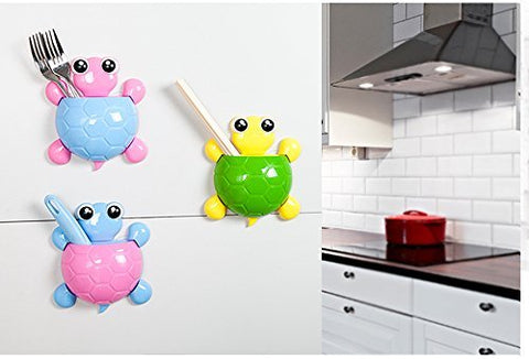 Bestga Creative Cute Cartoon Turtle Kids Wall Suction Cup Mount Toothbrush Toothpaste Holder Pencil Pen Phone Container Box Travel Organizer Plastic