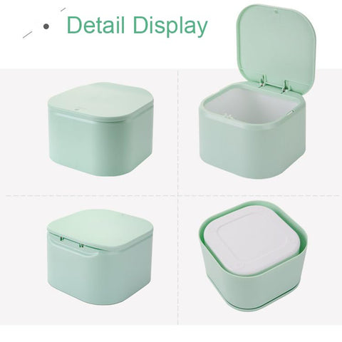 Desktop press type pop-up lid Scandinavian small rubbish bin small covered living room table mini office desk coffee table desktop rubbish bin (green)