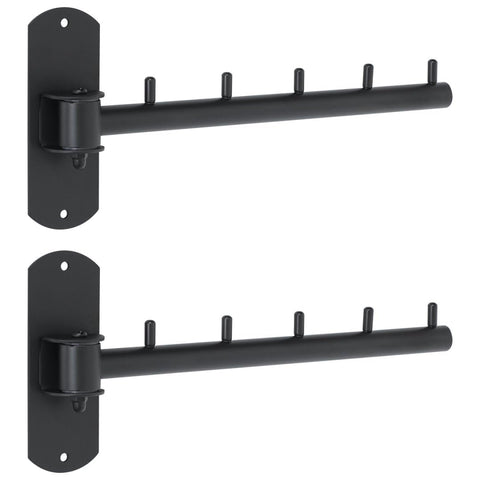 Mooche Clothes Rail Wall Mounted Black 2Pcs, Swivel Rail, 275MM