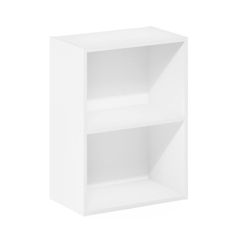 Furinno LUDER Book Shelf, 2-Tier Modern Bookshelf, Open Shelves Bookcase 9 x 16 x 21, for Living Room, Bedroom, Home Office, White