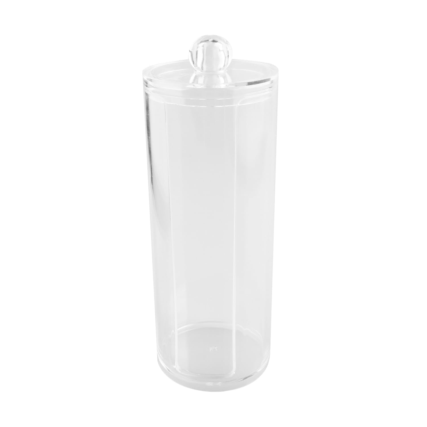 Bojueshaw Single Layer Acrylic Cotton Pads Organiser,Round Swabs Jar,Clear Makeup Storage Box with Lid for Bathroom & Dressing Table