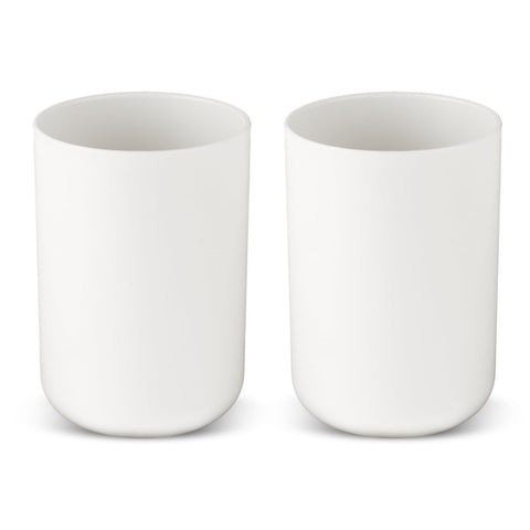 YUXIANLB 2Pcs Bathroom Tumbler, Plastic Toothbrush Tumbler 300ml, Mouthwash Cups, Unbreakable Dishwasher Safe Drink Cup (White)