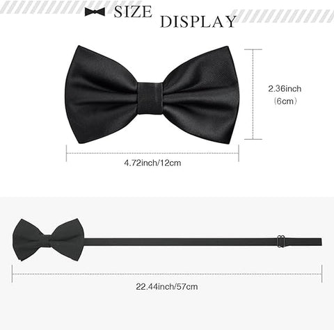 Yowlens Men's Bow Tie Classic Black Bow Tie for Men Adjustable Formal Neck Bowtie for Parties, Wedding