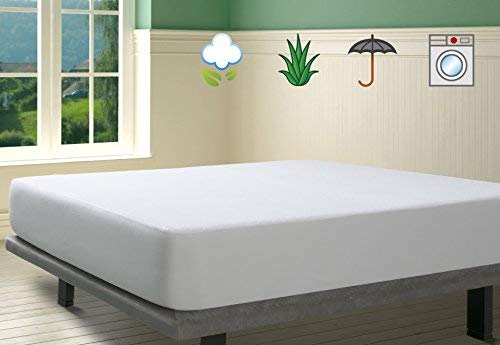 Savel - Mattress Cover (80x190/200 cm) Small Single Size | Aloe Vera | Waterproof Mattress Protector - White