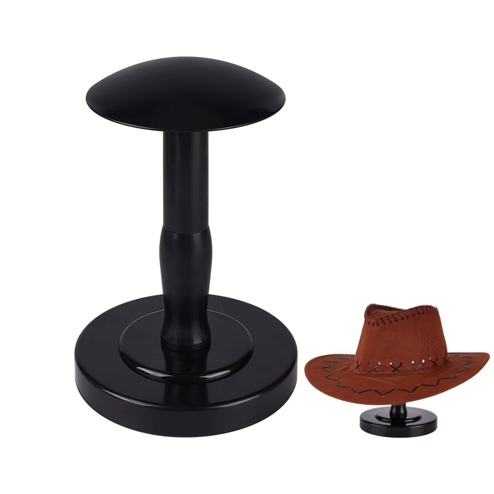UNICRAFTALE Black Hat Display Stand Set Dome Shaped Cowboy Cap Holder Round Plastic Hat Stands for Display Desktop Caps Rack Wigs Holder Helmets