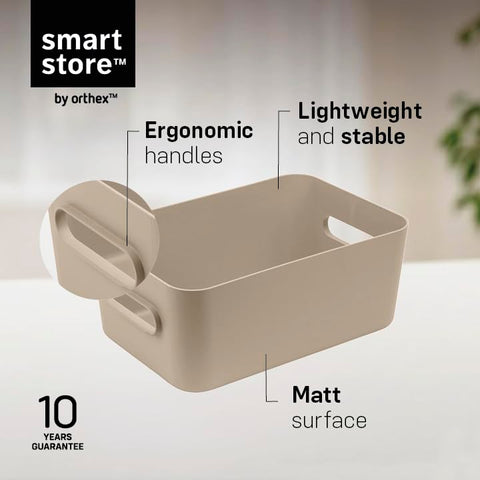 SmartStore Medium Plastic Storage Box with Handles 5× 5.3 L | Organiser Basket for Bathroom, Laundry, Kitchen, Office Drawers and Shelves