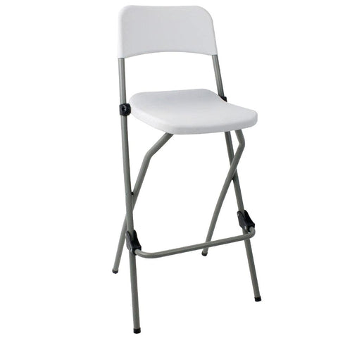 Bolero Folding High Stools Steel Frame Plastic Seat, Pack of 2, White