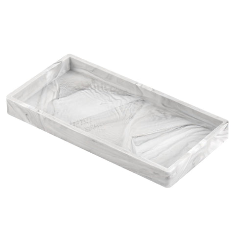 CENBEN White Marble Silicone Bathroom Vanity Tray, Rectangle Trinket Candle Tray Silicone Cosmetic Trays Dish Jewelry Trays for Soap Shampoo Perfume
