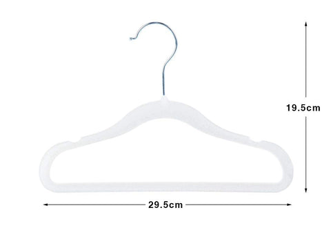Finnhomy Non-Slip Clothes Hangers for Baby and Kids 30-Pack Velvet Hangers with 10 Finger Clips, White