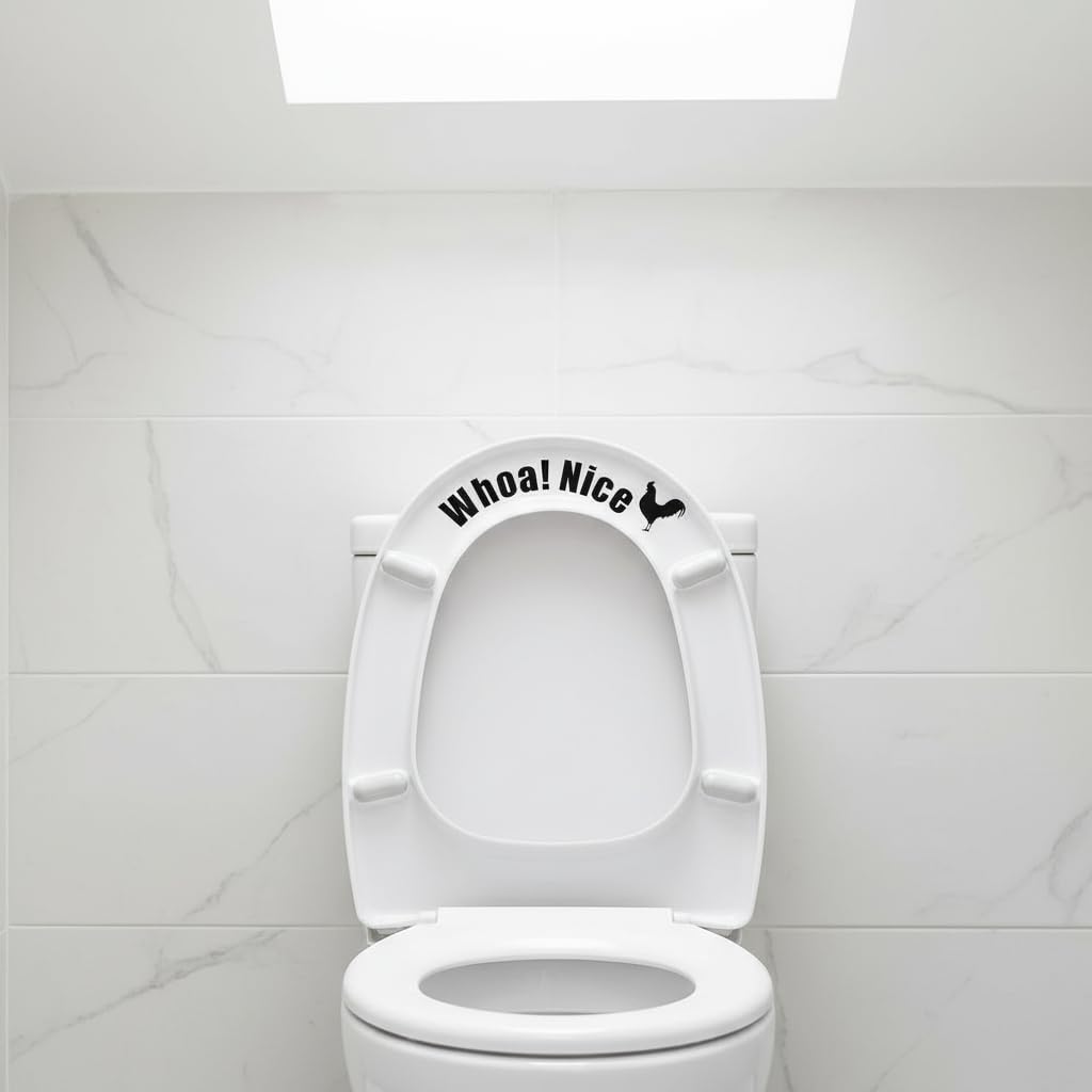 Funny Toilet Stickers, Whoa Nice Bathroom Decal, Wall Art, Removable Self-Adhesive Toilet Seat Stickers for Restroom Door