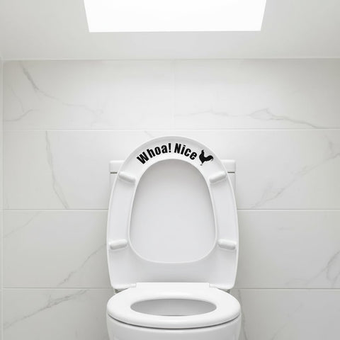 Funny Toilet Stickers, Whoa Nice Bathroom Decal, Wall Art, Removable Self-Adhesive Toilet Seat Stickers for Restroom Door