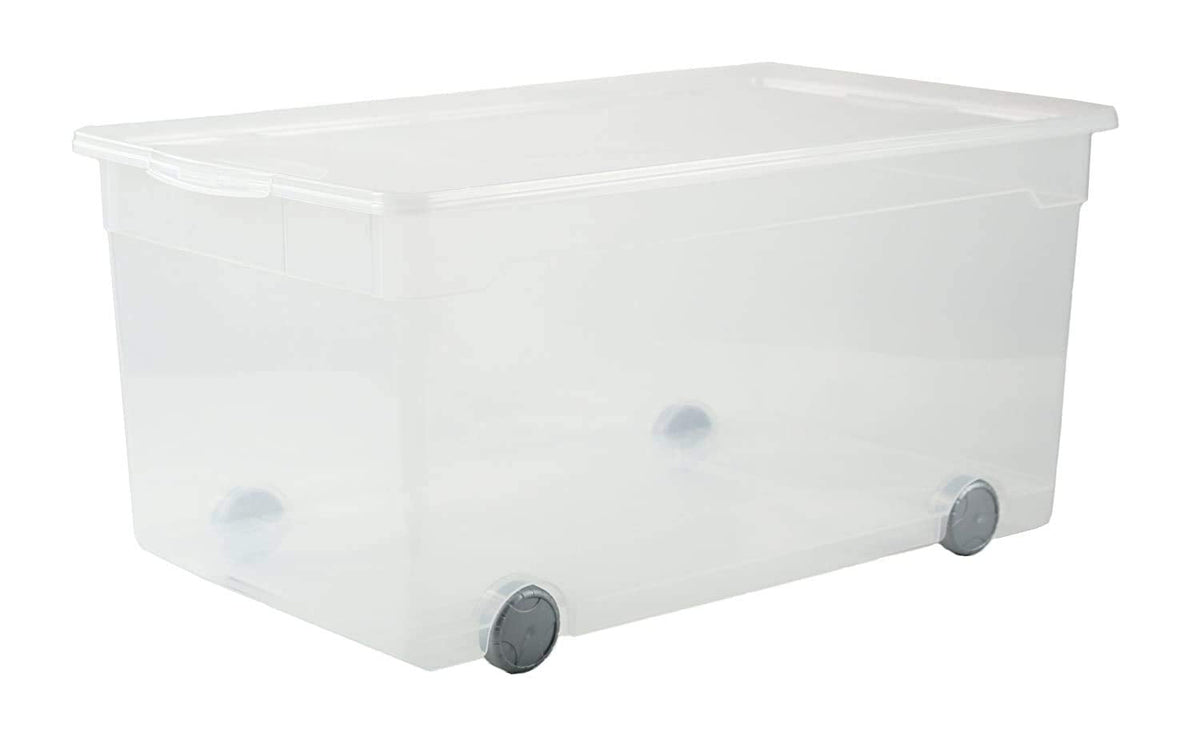 Rotho, Clear, Storage box 63 l with lid, Plastic (PP) BPA-free, transparent, 63l (71,5 x 40,0 x 33,5 cm)
