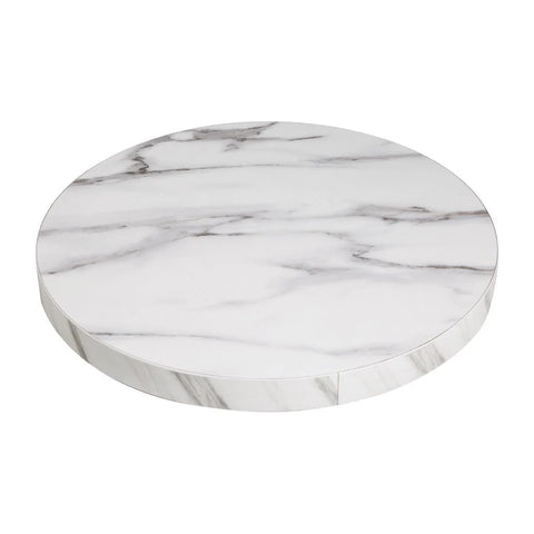 Bolero Pre-drilled Round Table Top, Wood, Marble Effect, 600mm