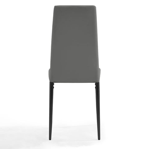 Home Detail Sierra Set of 6 Dining Chairs, Grey Faux Leather, Black Legs
