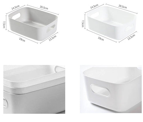 Bgfuni Set of 8 Small Plastic Storage Baskets, Office Home and Kitchen Tidy Organiser, White Studio Baskets for Small