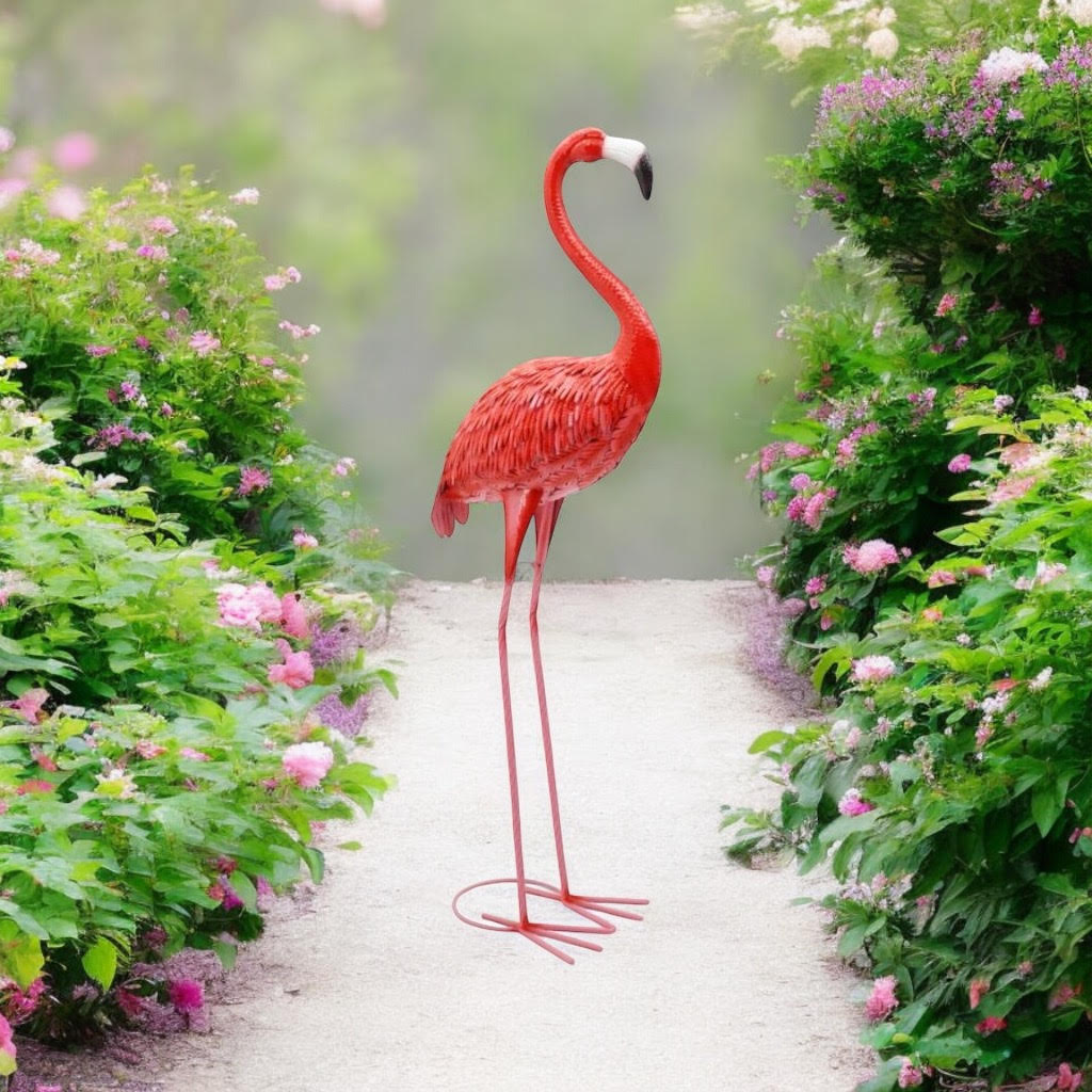 150CM PINK METAL FLAMINGO