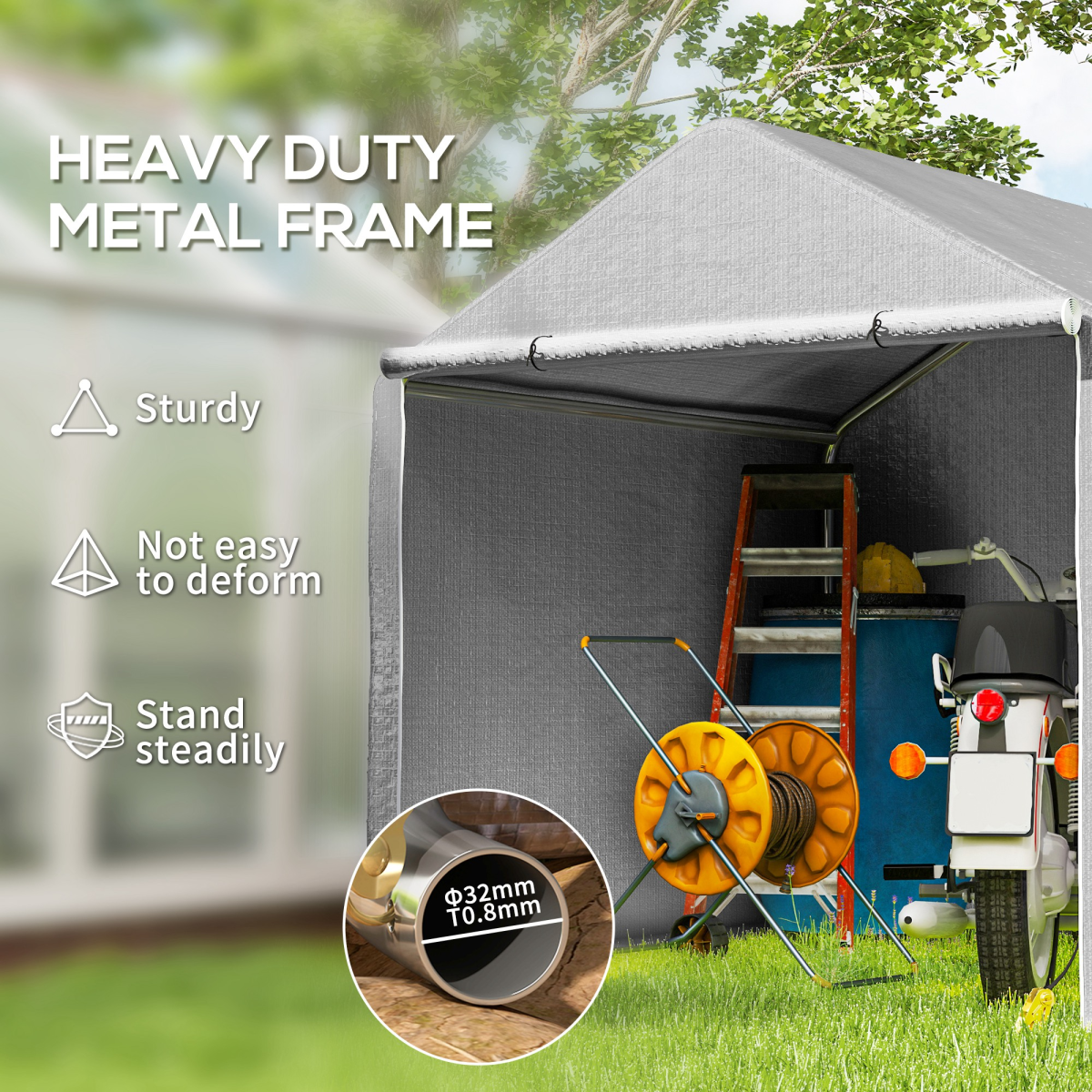 Outsunny 6.5' x 6.5' x 6.5' Temporary Garden Shed Storage Tent, Grey